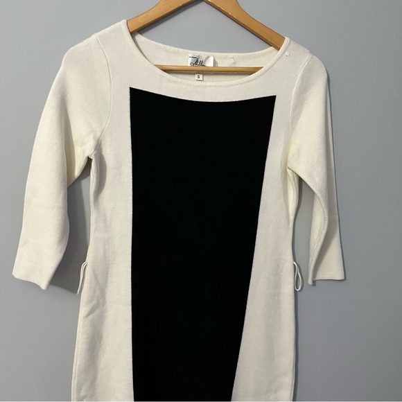 Milly New York Colorblock Knit Sheath Dress Black Ivory Small Classic Chic - Picture 5 of 11